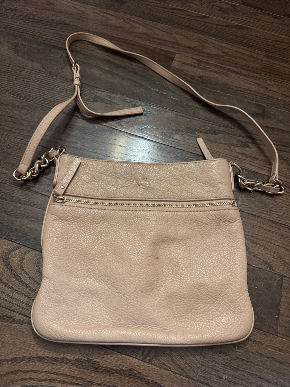 kate spade Blush Pebbled Leather Crossbody with Chain Strap